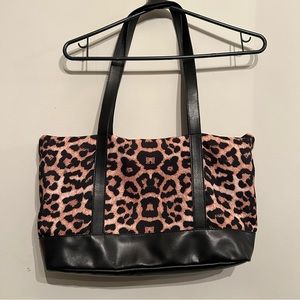 Leopard Jaquan cheetah black vegan leather laptop tote